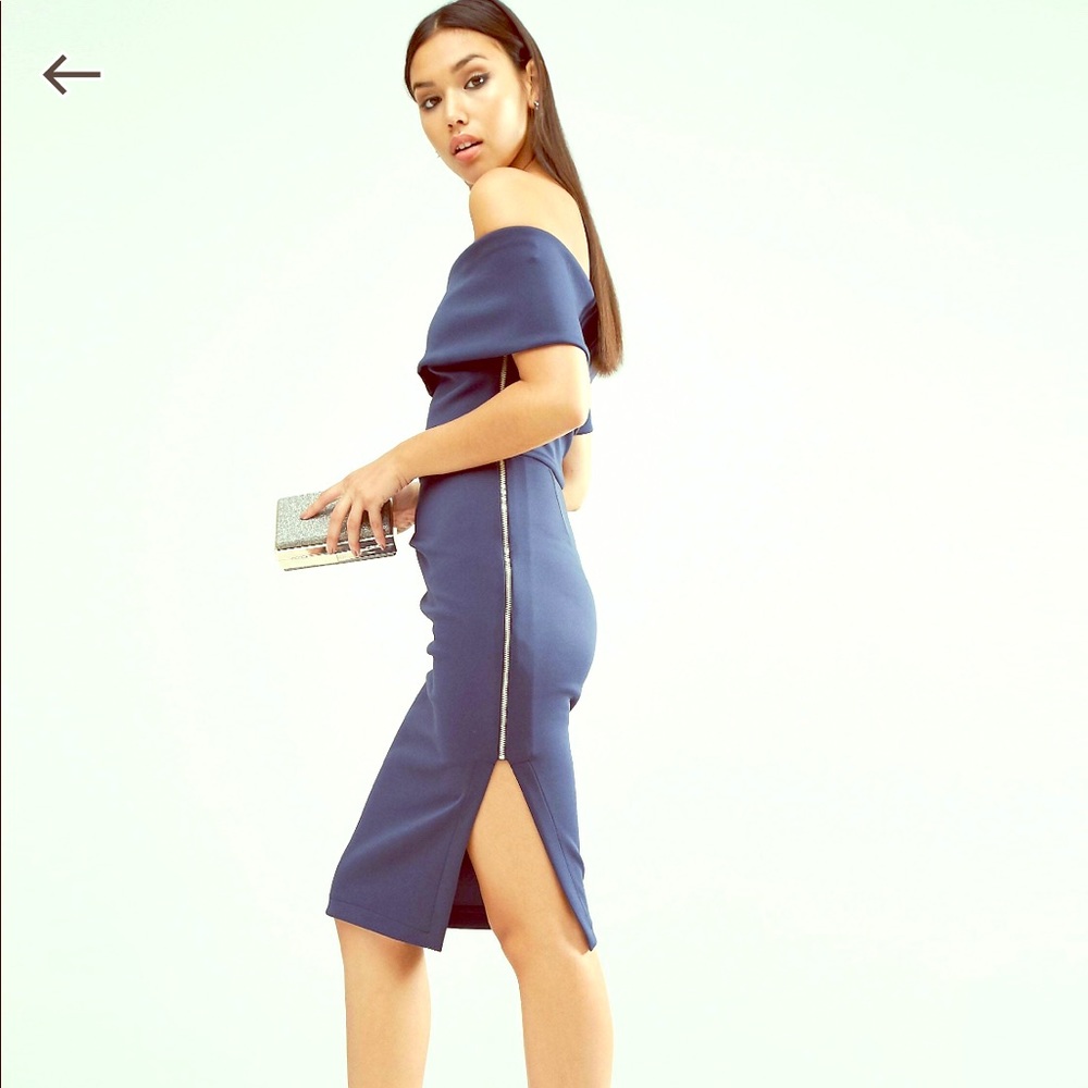 ASOS scuba mini cuff shoulder wrap skirt dress